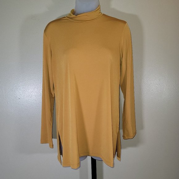 A463124** Susan Graver Every Day Petite Liquid Knit Mock Neck Tunic - Picture 1 of 3